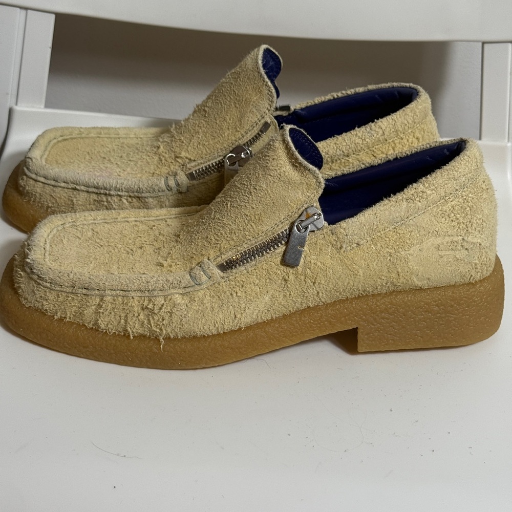 Burberry Tan Loafers with Zipper Accent - Picture 1 of 15